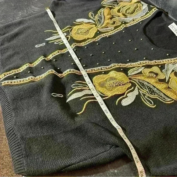 Etosha Tunic Sweater Cotton Blend Bat-Wing Long Sleeve Embellishments Size 1x - Picture 12 of 13